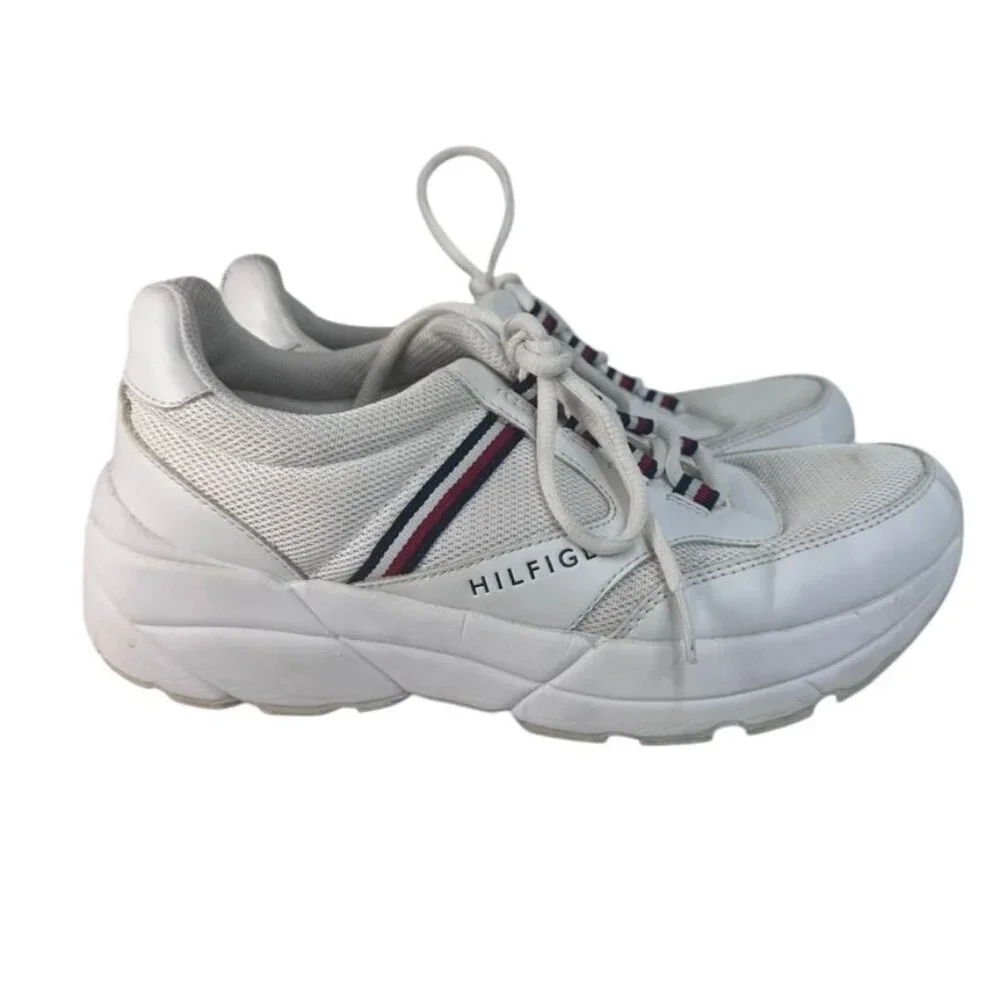 Tommy Hilfiger Sneakers Womens 8.5M WhiteLeather Sole Retro Classic 90s Y2K